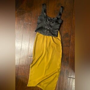 Black and Mustard Two-Tone Dress